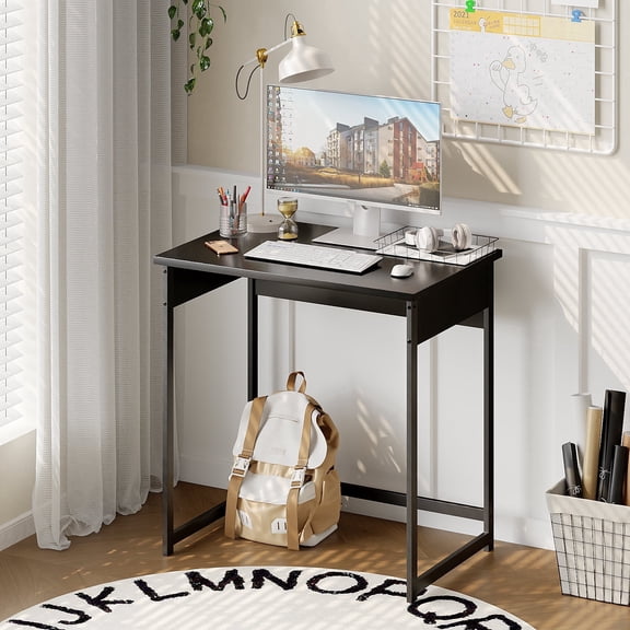 YQ JENMW Industrial Style Metal Frame Computer Desk with Wooden Top for Adults