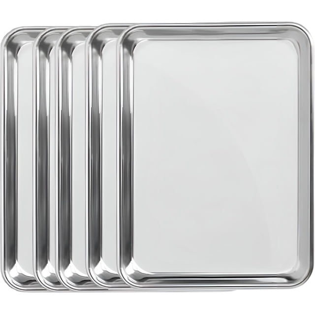 Set de 5 Charolas Bluelander para Hornear, 3 × 60 × 40 cm, Charola de Aluminio, Bandeja Antiadherente