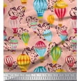 thumbnail image 1 of Soimoi Viscose Chiffon Fabric Heart & Hot Air Balloon Holiday Print Fabric by The Yard 42 Inch Wide, 1 of 1