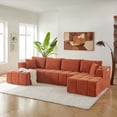 thumbnail image 2 of Leumius 132" U Shaped Sectional Sofa,Chenille Boneless Couch, Modern 4-Seat Upholstered Cloud Couch Sectional with Deep Seat and Cup Holders for Living Room,No Assembly Required,Orange, 2 of 12