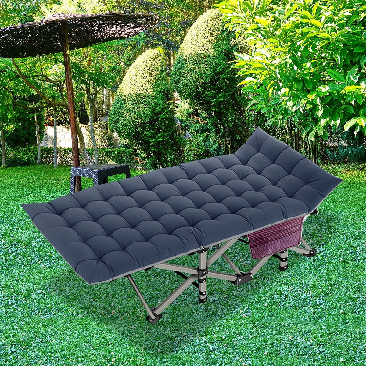 Lilypelle Folding Camping Cot with Thick Mattress, Double Layer Oxford