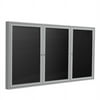 Ghent 36"x72" 3-Door Silver Aluminum Frame Vinyl Letterboard - Black