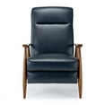 thumbnail image 6 of Solaris Midnight Blue Faux Leather Wooden Arm Push Back Recliner Chair, 6 of 13