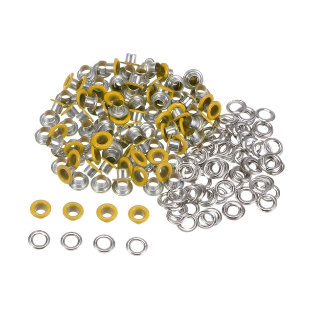 Kit de Ojales Metal Unique Bargains 100 Juegos 4mm 0.16 Ojal Herramienta para Zapatos Ropa Cinturón Bolsa Bricolaje Amarillo