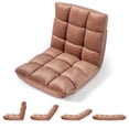 thumbnail image 2 of Costway 14-Position Adjustable Gaming Sofa with Soft Flannel Fabric Cover for Reading Tan, 2 of 10