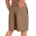 thumbnail image 3 of Domzle Men's Cotton Shorts Casual Elastic Waist Drawstring Lightweight Workout Lounge Beach Jersey Sweat Shorts Camel L, 3 of 4