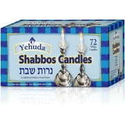Yehuda 3 Hour White Shabbos Candles 72 Count Traditional Shabbat Candles, Dinner Table Candles, Household Candles