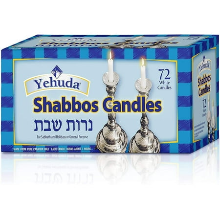 Yehuda 3 Hour White Shabbos Candles 72 Count Traditional Shabbat Candles, Dinner Table Candles, Household Candles