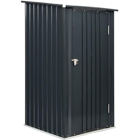 Metal Galvanized Steel Lockable Garden Storage Shed, Dark Gray, 63" H x 40.5" D x 39.25" W