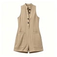 thumbnail image 5 of Tqcoqu Summer Rompers for Women,2026 Button Down Jumpsuit with Pockets,V Neck Sleeveless Mini Casual Jumpsuit,Khaki Women's S-XXXL, 5 of 5