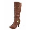 thumbnail image 5 of Top Moda Win-45 Women's Metallic Buckle Knee High Round Toe Studded Slouched Boots TAN 7.5, 5 of 5