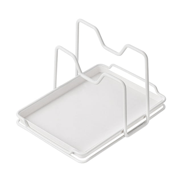Countertop Kitchen Rack, Pot Lid Organizer and Cutting Board Holder, Metal Storage Rack for Kitchen Utensils, Spatula and Cookware, Compact Home Organization Shelf with Draining Tray for Countertop^