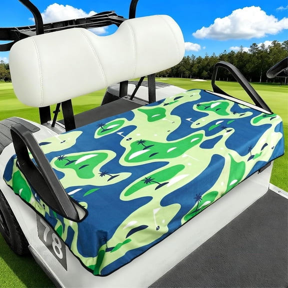 Tropical Golf Course Map Pattern Golf Cart Seat Covers, Universal Fit for EZGO, Club Car, Yamaha 51"x31", 2 Passenger Golf Cart Seat Protector, Durable Washable