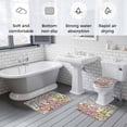 thumbnail image 6 of Spring Gnomes Bathroom Rugs Set Watercolor Purple Blue White Floral Leaf Linen Texture Wood Grain Non Slip Absorbent Bath Mats 3 Piece Set, U-Shaped Floor Mat, Toilet Seat Cover Small Size, 6 of 9