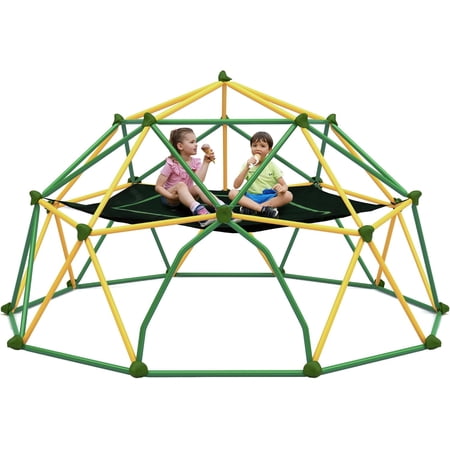 KOSEVPOU 13FT Climbing Dome with Hammock, Outdoor Geometric Dome Climber Play Center for Kids 3-10 Supporting 1000 lbs, Easy Assembly Jungle Gym