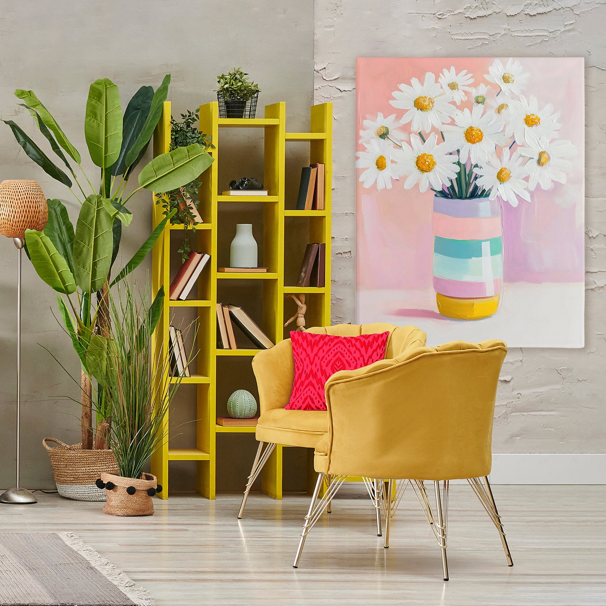 Stupell Industries Daisies in Striped Vase Canvas Wall Art, design by The Prints Vibe