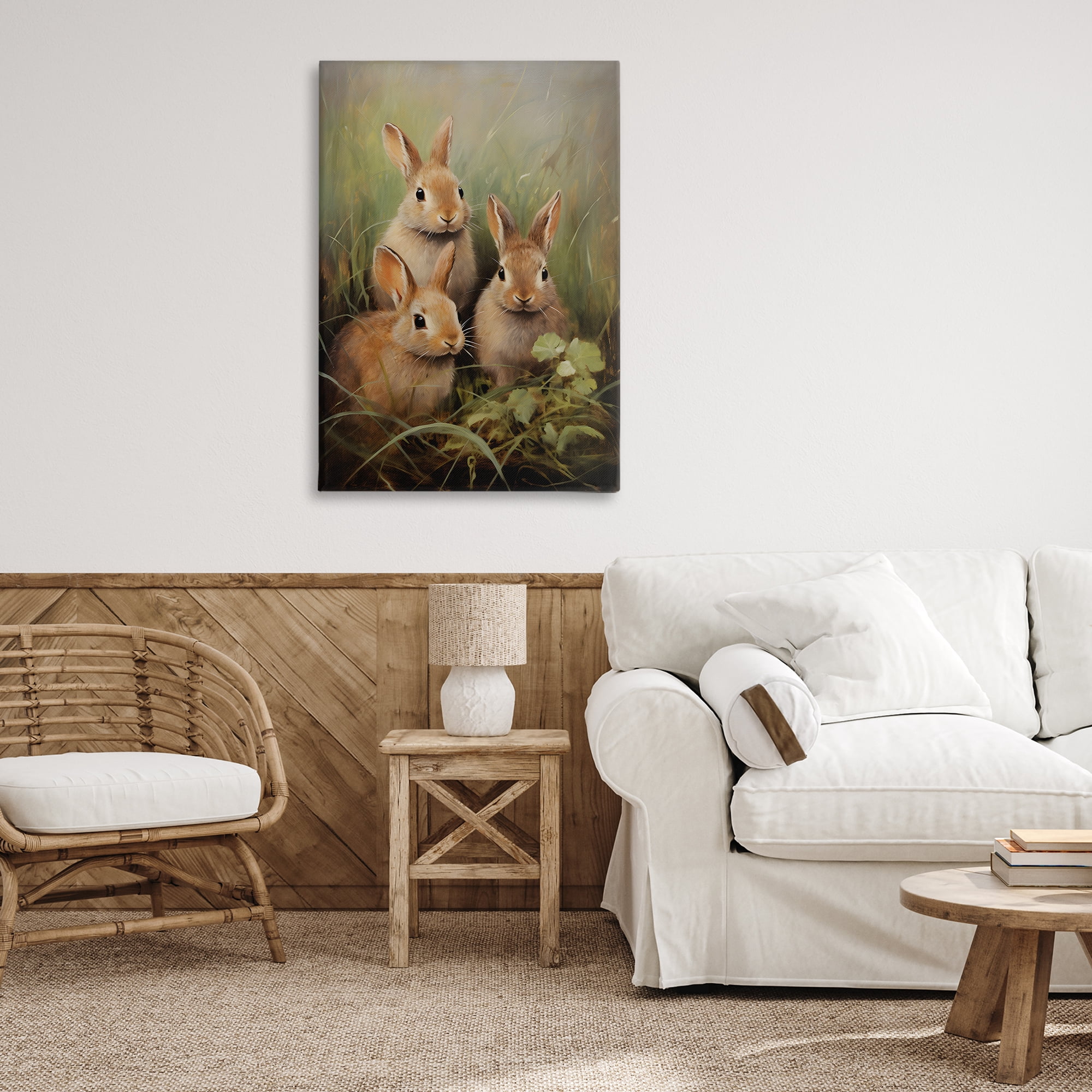 Stupell Industries Baby Bunny Trio Animals & Insects Painting Gallery Wrapped Canvas Art Print Wall Art, 24 x 36