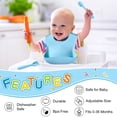 thumbnail image 2 of 6 PCs Baby Feeding Supplies, 2 Set Silicone Baby Training Cutlery with Adjustable Bib Soft Spoon Fork for Self-feeding, Food Grade Silicone Baby Led Weaning Feeding Utensils (Pink &amp; Purple), 2 of 9