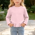 thumbnail image 6 of Yeaiivve Baby Toddler Girls Cute Tops Long Sleeve Ruffle Hem Blouse for Kids Cotton Blend Soft Crewneck Basic Tees Little Girl Solid Color Casual T-Shirts Fall Clothes Pink 5 Years, 6 of 8