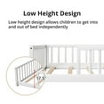 thumbnail image 4 of Full Floor Bed for Kids Toddlers, Solid Wood Multifunctional Montessori Bed Frame with Safety Guardrails, Without Door, Easy Assemble, White, 4 of 7