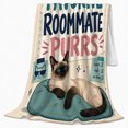 thumbnail image 2 of Hand-Drawn Siamese Cat Teal Cushion Whimsical Notebook Art, Playful Pet Portrait Pattern, Warm Flannel Blanket for Living Room and Bedroom, Cat Lovers Mother's Day Gift, Pet Lover Home Decor, 2 of 9