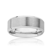 West Coast Jewelry Men's Dual Finish Beveled Edge Stainless Steel Ring (8mm)