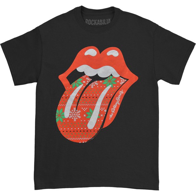 The Rolling Stones - Camiseta Lengua Navidad para Adultos Unisex (Negro)