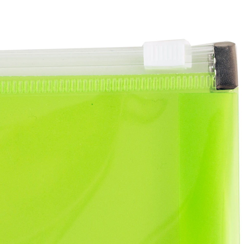 JAM Paper Plastic Envelopes with Zip Closure, Letter Booklet, 9 3/4 x 13, Lime Green, 3/Pack