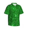 thumbnail image 2 of Fotbe Green Glitter Hawaiian Shirt For Men Unisex Summer Beach Casual Short Sleeve Cotton Linen Button Down Shirts-Large, 2 of 9