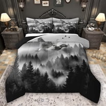 Feelyou Jungle Tree Landscape Twin Comforter Sets, Rustic Duck Animal Bedding Set, 2-Piece