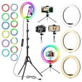 thumbnail image 1 of Cshidworld Luz de Anillo Selfie RGB de 13" con Soporte para Trípode y Soporte para Teléfono 26 Modos 10 Niveles de Brillo 120 Bombillas LED Regulable Ringlight para Transmisión en Vivo Maquillaje Fot, 1 of 7
