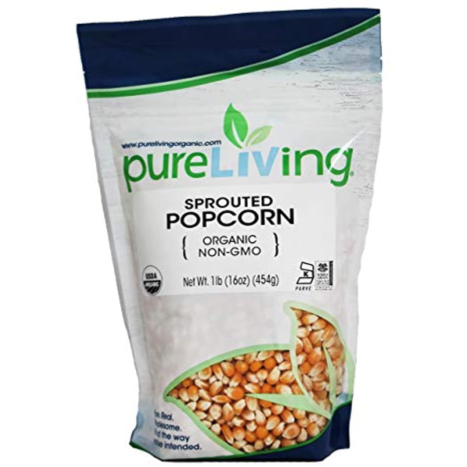 Pure Living Organic Sprouted Popcorn Kernels 16 Ounce Bag A