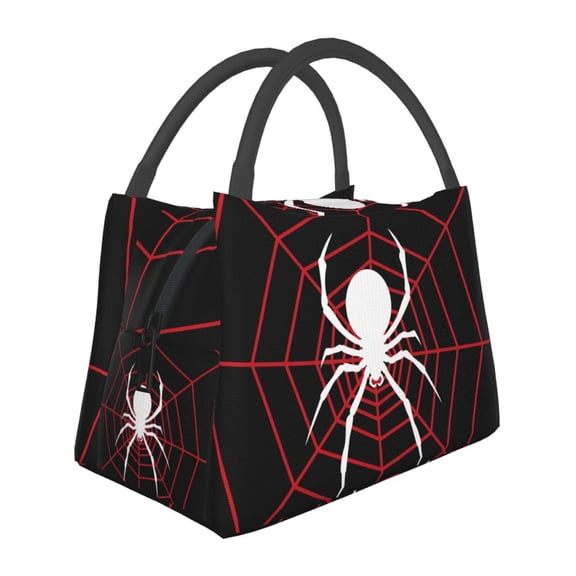 Kuqiui Lunch Bag for Women/Men,Waterproof Reusable Portable Lunch Tote,Lunch Box Bag.Thermal Cooler Bag Ideal for Work/Party/Travel/Picnic (Spider On The Web )
