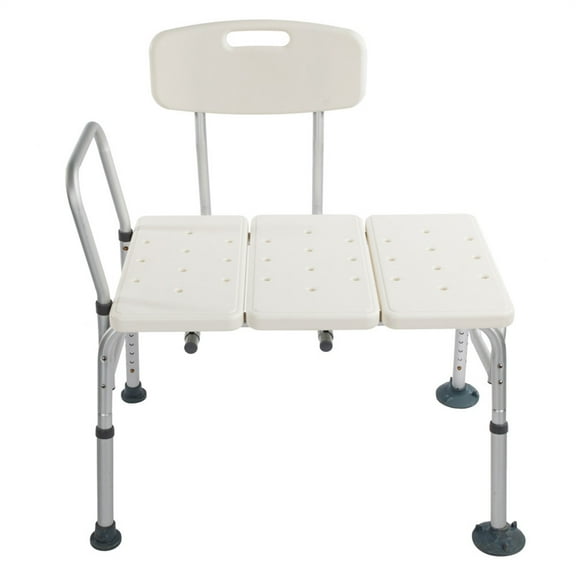 Medical Bathroom Safety Shower Tub Aluminium Alloy Bath Chair Transfer Bench with Wide Seat, White