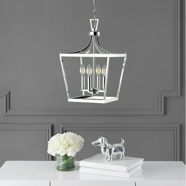 Safavieh PND4090B Nichi Chromé 4 Lumières (Ampoules à LED Incluses) Pendentif