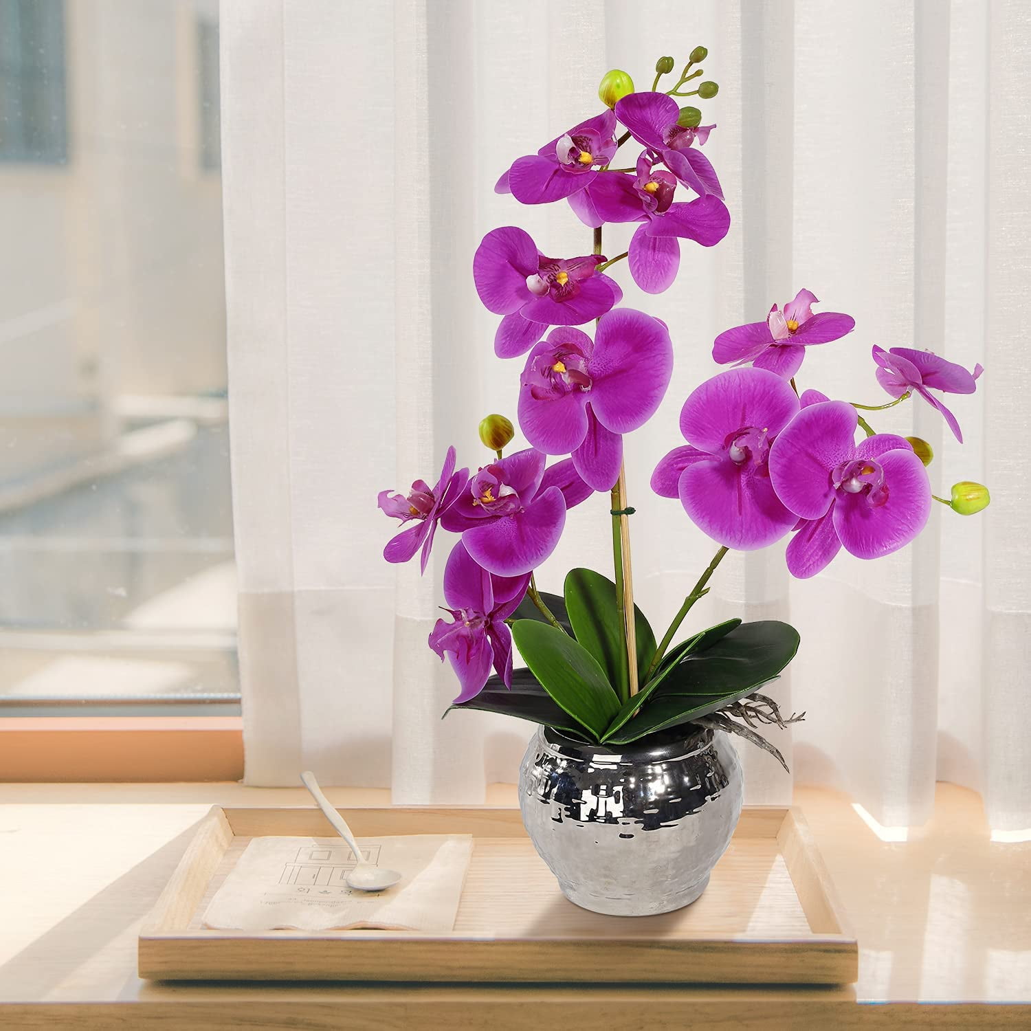 Orchid Plant Artificial Orchid Artificial Flowers Faux Orchid Plant Fake Orchid Fake Flower Decor Artificial Flowers in Pots for Home Decor Kitchen