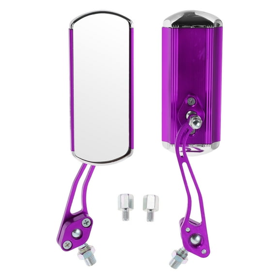Unique Bargains Motorcycle Rear View Mirrors Bar End Side Mirrors Mount Aluminum Alloy Metal Purple Adjustable M8/M10 Square Shape