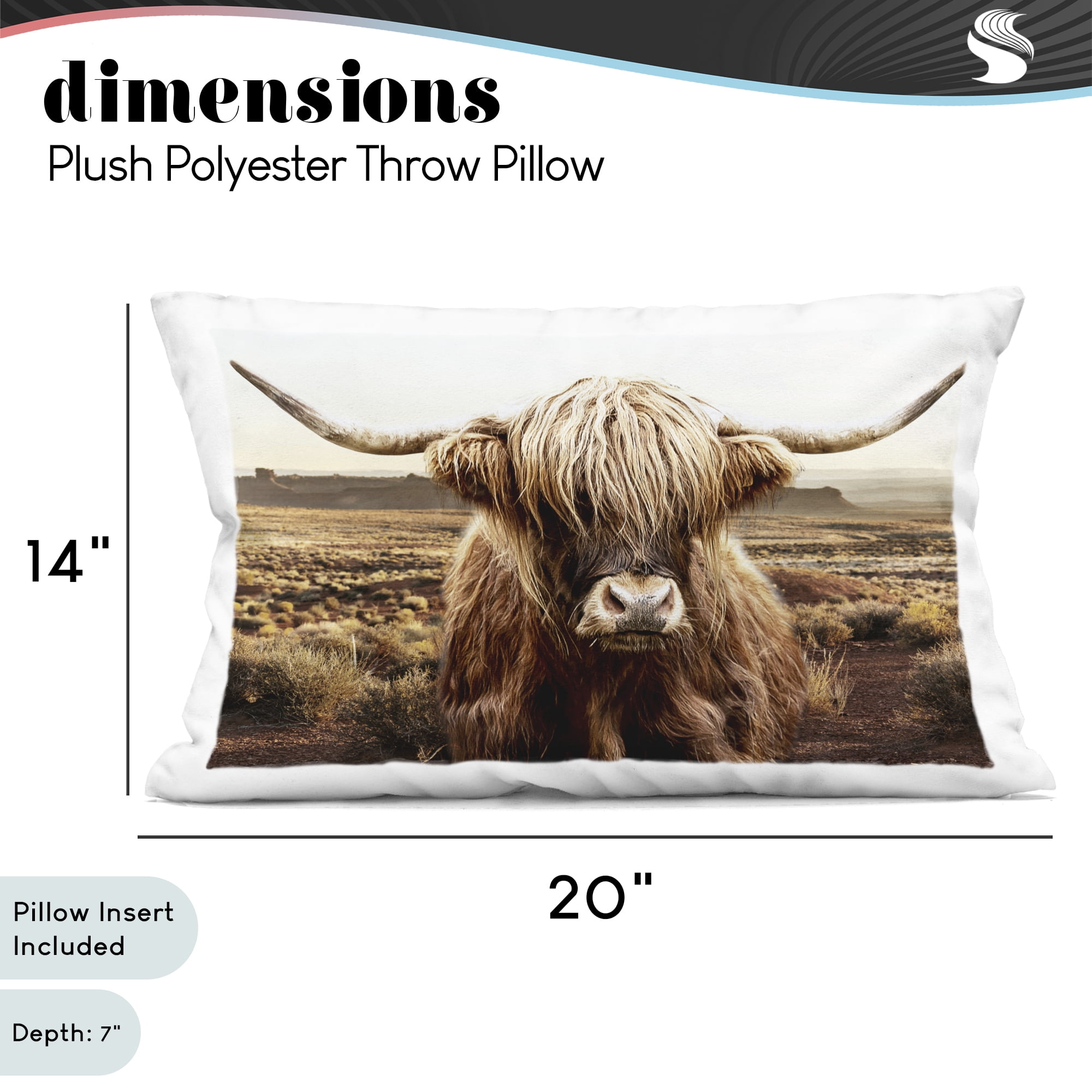 Stupell Industries Rugged Vegetation Cattle Portrait Decorative Printed Throw Pillow, design by CAD Designs, 14 x 7 x 20