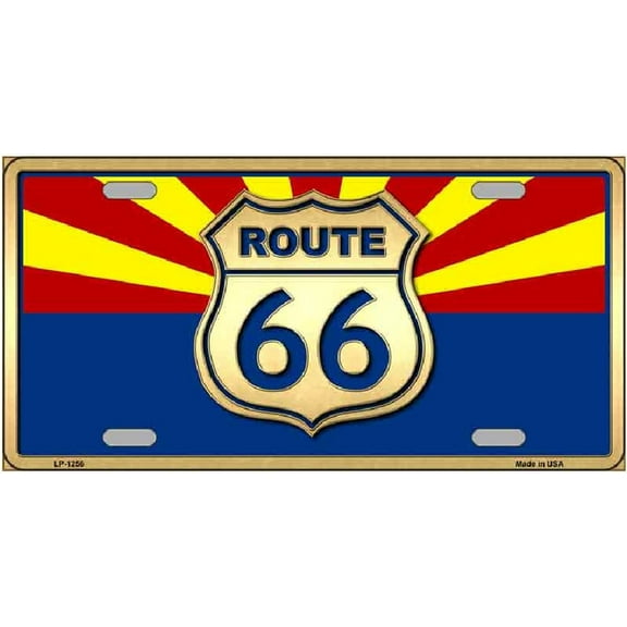 Route 66 Arizona State Flag Novelty Metal License Plate Tag LP-1256