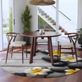 thumbnail image 4 of Yellow Egg Flowers 8' Round Area Rug, Plumeria Floral Stone Farmhouse Wooden Washable Non-Slip Large Circle Rugs for Living Room Bedroom, Soft Low Pile Rug Carpet for Dining Room Kitchen Farmhouse, 4 of 9