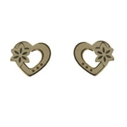 18Kt  Yellow Gold Open Satin Heart Screwback Earrings (7mm)