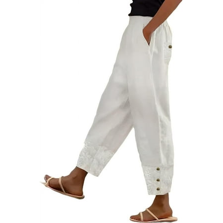 

Women s Casual Comfort Pants Cotton Linen Nine-Point Leggings Loose Fit Essentials STD-2829