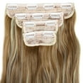 thumbnail image 3 of SHCKE 24 Inch Clip in Hair Extensions Ginger Brown Mix Bleach Blonde Curly Hair Extensions 280g 4Pcs Synthetic Fiber Hairpieces, 3 of 5