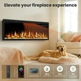 thumbnail image 3 of Smart 60" WiFi-Enabled Electric Fireplace Heater, Recessed in-Wall and Wall-Mounted Linear Fireplace,Compatible with Alexa,13 Adjustable Flame Color and 5 Brightness,1500/750 Watt Heater,Black, 3 of 9