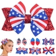 thumbnail image 5 of yocbz Girl Hair Accessories 4th of July Hair Bows for Girls American Flag Hair Bows Clips Nonslip Hair Pins Independence Day Red White Blue Hair Accessories Watermelon Red,3-12 Years, 5 of 7