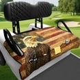 thumbnail image 4 of Uourmeti Golf Cart Seat Cover with Pockets Terry Cloth, Compatible with Sports Club Car Golf Cart, for EZGO 2 Passenger, Bald Eagle Patriotic, 4 of 8