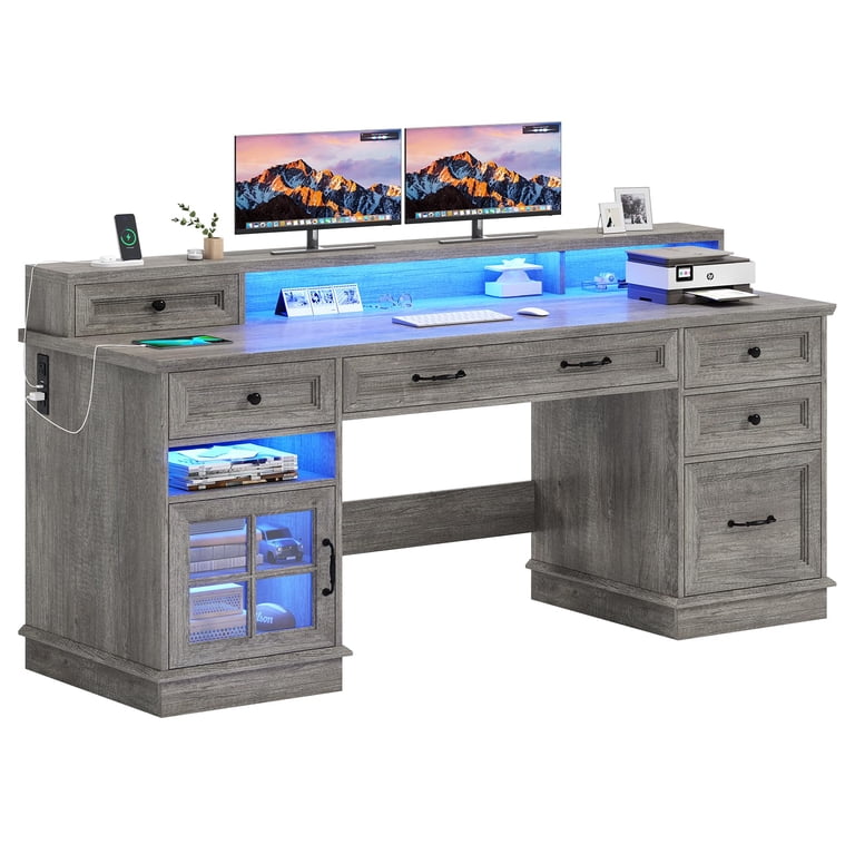 Afuhokles 59" Farmhouse Computer Desk with 5 Drawers photo 2