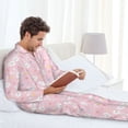 thumbnail image 6 of Naloa Easter Cute Rabbit Men’s Pajamas Set - Long Sleeve Button Down Sleep Shirt and Pajama Bottoms Sleepwear Set-Large, 6 of 7