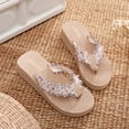 thumbnail image 2 of Sandals Open Toe Flip Flop Beach Slides Thick Platform Sole Everyday Wear Cloth Upper Lightweight Non Slip, 2 of 5