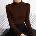thumbnail image 4 of MYAOYINo Boundaries Womens Long Sleeve Mock Neck Tee Ribbed Knit Basic Slim Versatile Top, 4 of 5